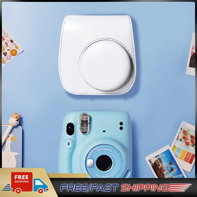 Instant Camera Bags PU Leather for Fujifilm Instax Mini 12/11/9/8 (White)