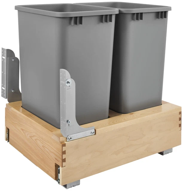 Rev-A-Shelf 4WCBM-2150DM-2 4WCBM Bottom Mount Double Bin Trash - Silver