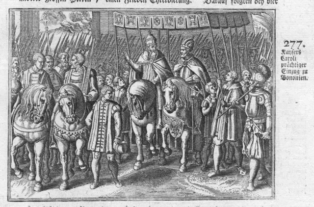 1700 Karl Bologna Catchment Entry Emperor Carl Antique Copperplate Merian