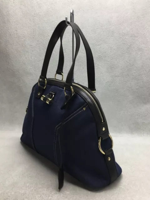 Authentic Yves Saint Laurent Muse handbag in denim indigo blue 2
