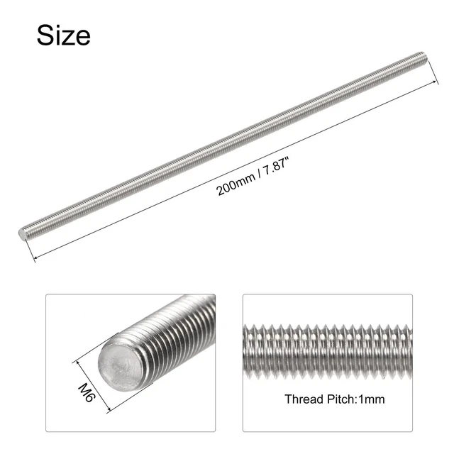 QUARKZMAN 1Pcs Varilla Roscada Completa M10 X 130mm Acero Inoxidable 304 Rosca A La Derecha Pernos De Barra Para Ensamblaje De Muebles Y Maquinaria