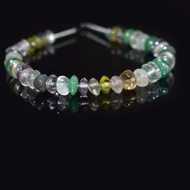4-6MM Natural Multi Mix Smooth Button Gemstone 4.5 "Perles en vrac...
