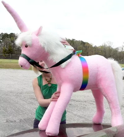 American Made Giant Stuffed Pink Unicorn 3 Feet Wide Soft Made in USA America
