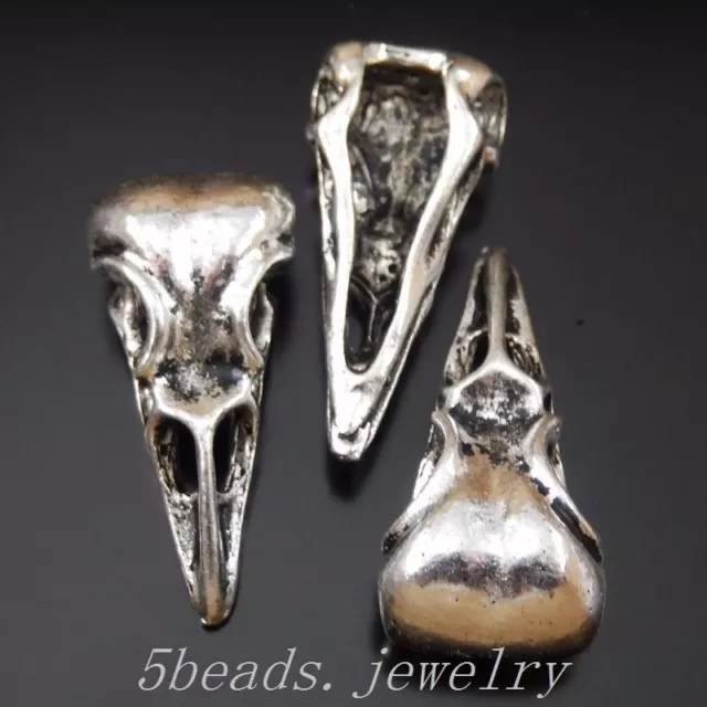 14 Stück Antike Silber Legierung Vogel Kopf Schädel Charme Anhänger Kunst 50325