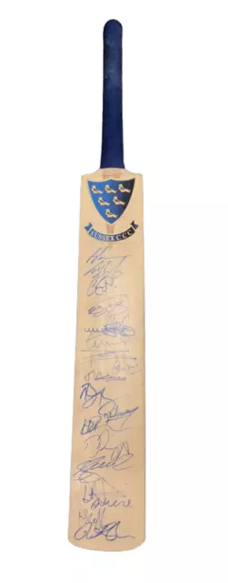 Sussex CCC Hand Signed Team Autographed Cricket Bat With Blue Gripper