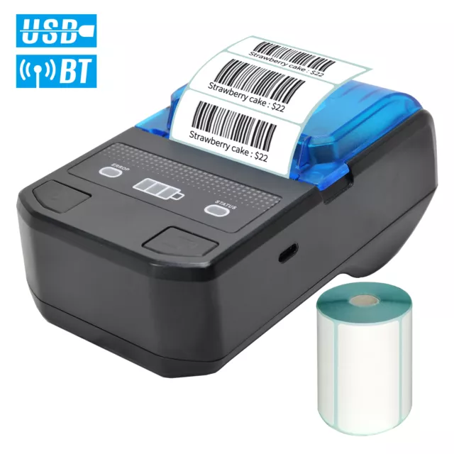 Portable 58mm Thermal Label Maker    Label Printer Barcode K3D9