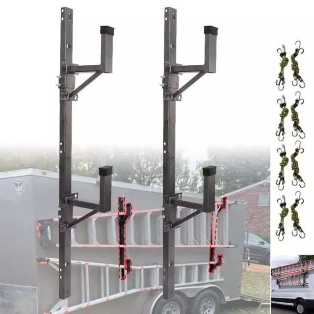 Adjustable Trailer Side Ladder Rack for Enclosed Trailers Exterior Wall Mount