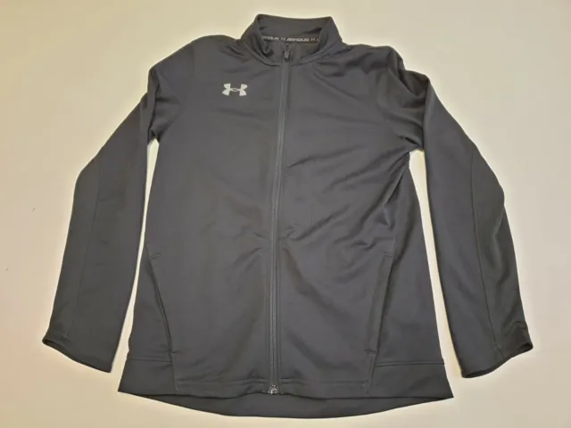 Mm627 Boys Under Armour Black Full Zip Stretch Tracksuit Jacket Ym 10-11 Years