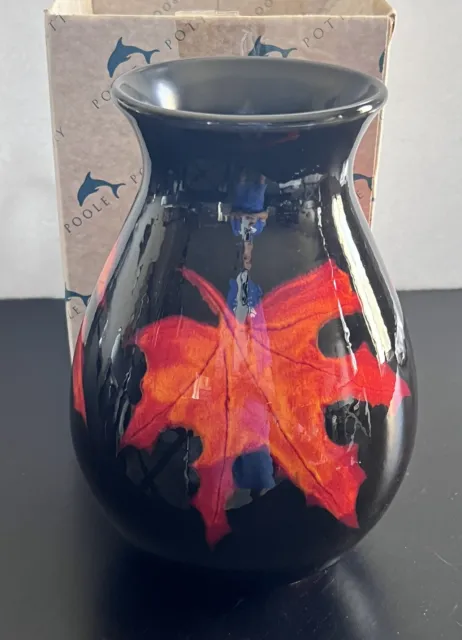 Poole Pottery Forest Flame Flambe Venetian Vase England Mint in Box 2