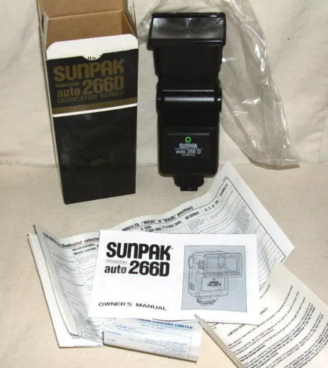 Sunpak Auto 266D Flash for Minolta/Ricoh TTL New Old Stock #Nacy Shoe Mount