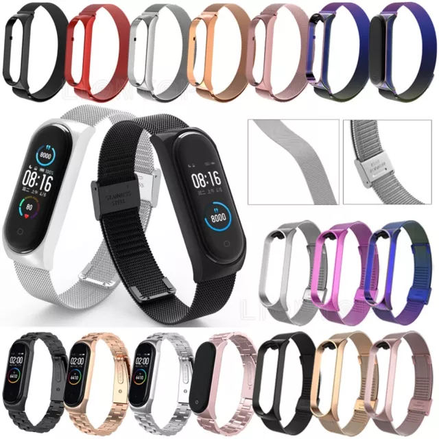 For Mi Band 5 2020 Metal Stainless Steel Sports Wrist Watch Band Bracelet Strap