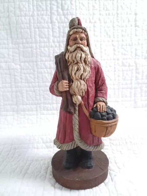 Primitive Santa Father Christmas  Figurine by Wood World in Va. Wales  8” 1989