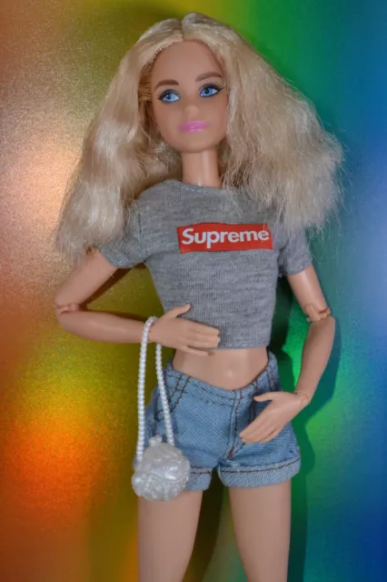 Preloved Mix & Match Barbie Doll Accessories #5 White Metallic Purse / Handbag