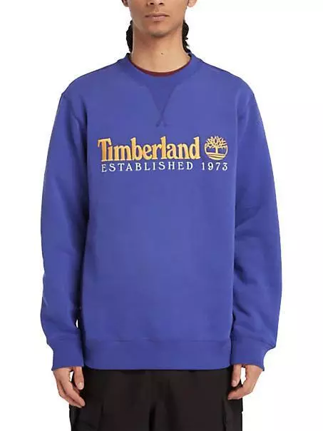 Sweat Hommes TIMBERLAND Estabilished 1973 Pull Ras Du Cou Clematis Bleu Wb L Sel