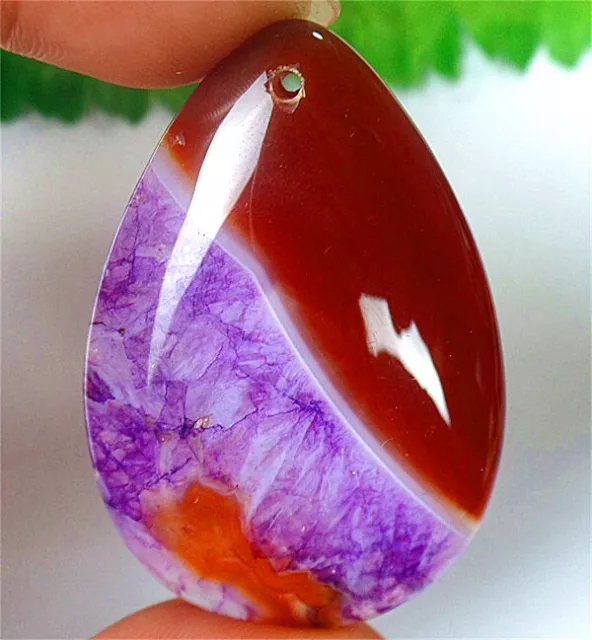 49x34x7mm Brown Red and Purple Druzy Geode Agate Teardrop Pendant Bead BQ66361
