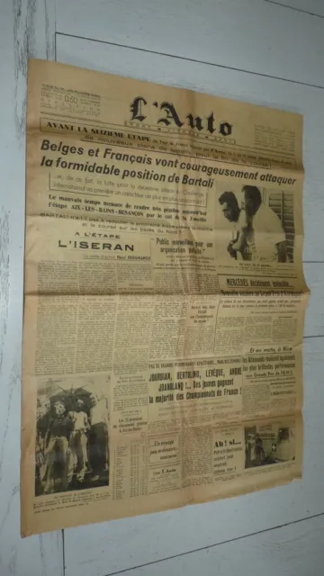 Journal L'auto #13731 25-07 1938 Cyclisme Tour France Gino Bartali Vervaecke