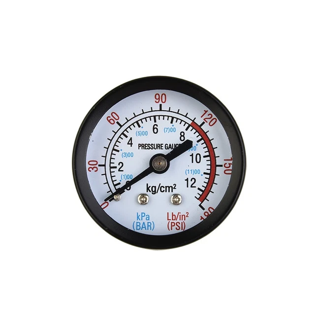 Manomètre Compresseur D'Air Y40 - 0-180 PSI / 0-12 Bar, Filetage 10mm, Coque Fer Robuste