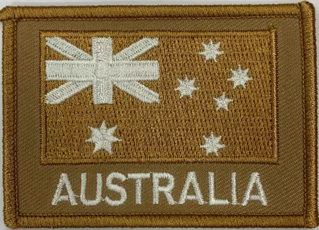 Khaki Tan Australia National Flag Patch hook & loop backing. FREE POST✔📩