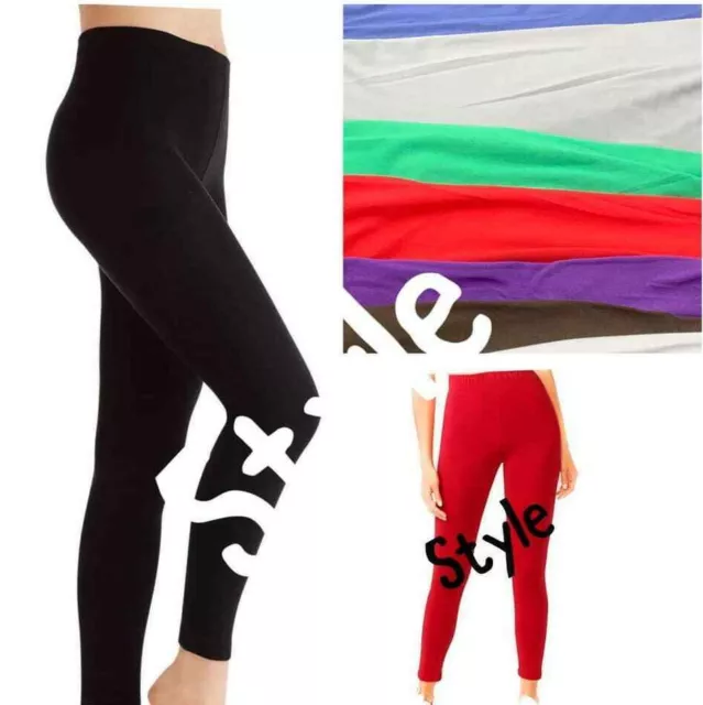 Viscose Leggings Ladies Black Summer Plain Stretchy Soft Elasticated Full Length