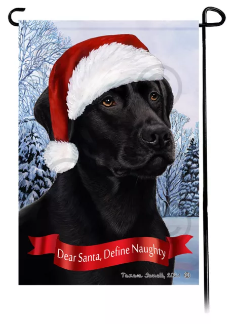 Dear Santa, Define Naughty Garden Flag - Black American Labrador Retriever 081
