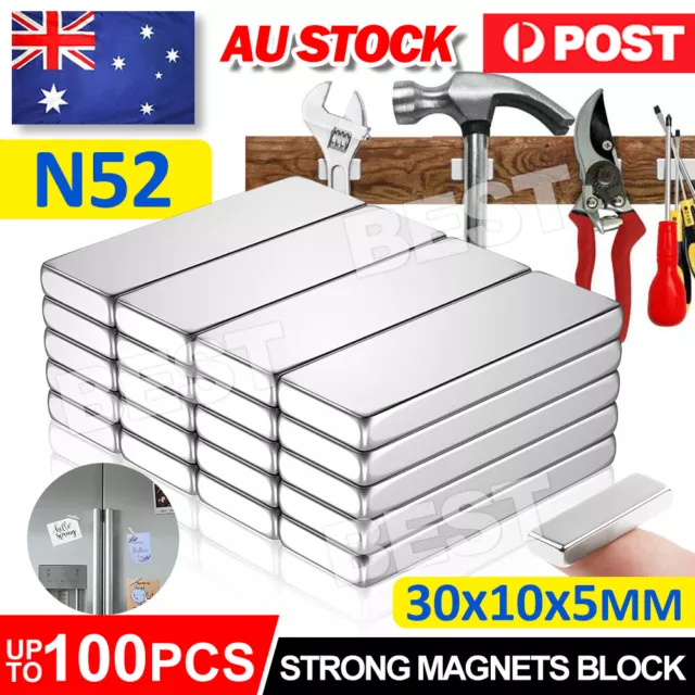 N52 Super Strong Magnets Block Rare Earth Cuboid Neodymium 30mm×10mm×5mm Magnet