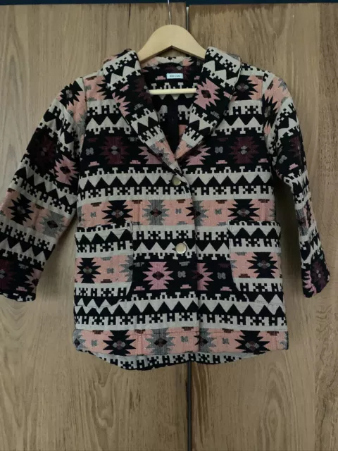 Mini A Ture Copenhagen Aztec Woven Jacket Age 8 Pinks Black Cream