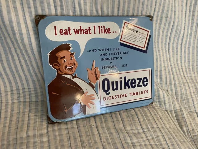 Vintage Quikeze Porcelain Drug Store Display Sign