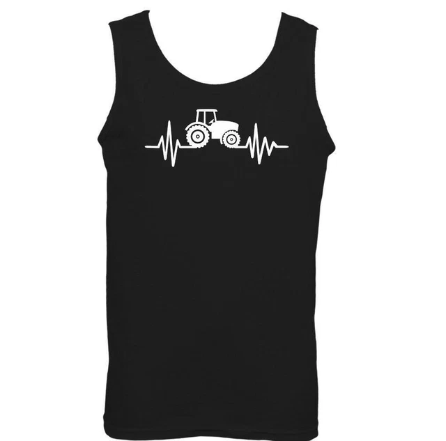 Tractor Pulse Mens Funny Farming Vest Farm Heart Beat Driver Birthday Gift