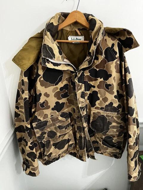 VTG LL Bean USA Size XL Mens Gore-Tex Camouflage hooded Hunting Jacket Coat