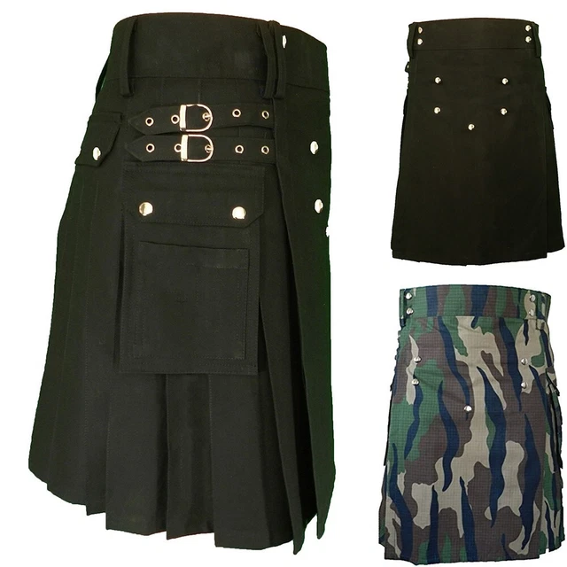 Gonna uomo tempo libero abito kilt party a scacchi contrasto plissettata punk