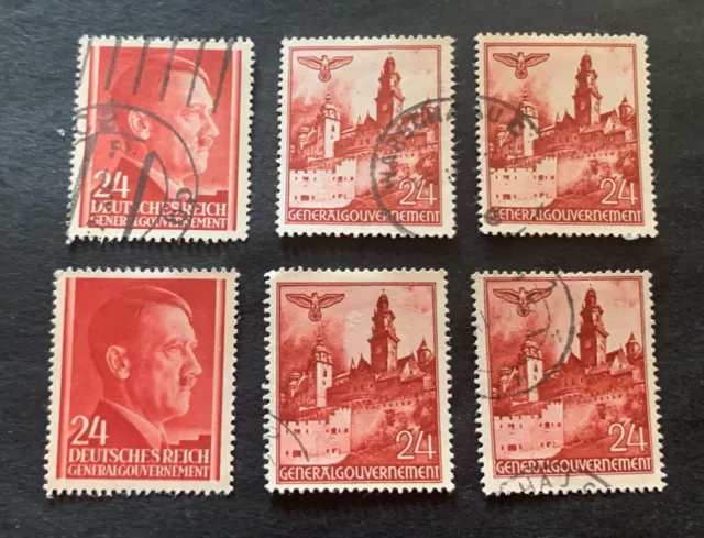 Generalgouvernement German Occupation of Poland  1940-1943 - 6 used stamps