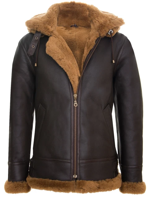 Blouson Aviateur En Cuir Mouton - Taille S-M (Marron) - Occasion Bon état - Style Bomber