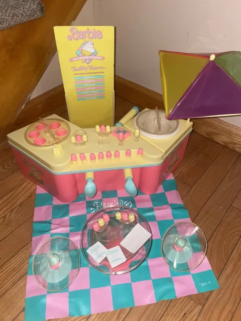 Vintage 1986 Barbie Ice Cream Shoppe Playset With Lots Of Accessories