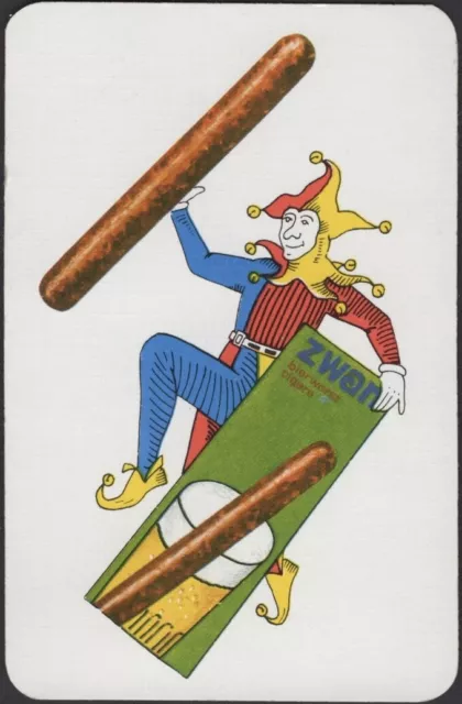 Playing Cards Old Vintage JOKER Single Card * ZWAN CIGAR JESTER Advertising BEER