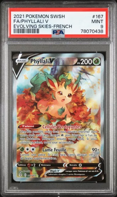🇫🇷 Phyllali V Alternative PSA 9 Evolution Céleste 167/203 Carte Pokemon Pca 💫