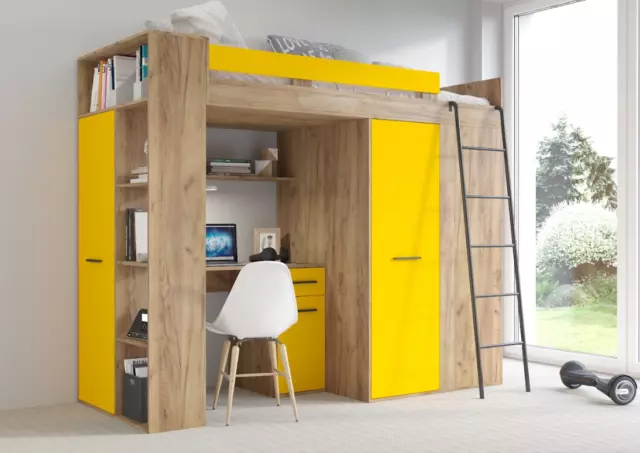 Kinderbett Hochbett mit begehbaren Kleiderschrank und Schreibtisch