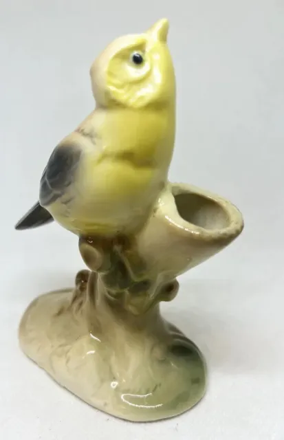 Vintage Royal Copley Goldfinch on Branch Bud Vase Figurine 5" Flower Frog