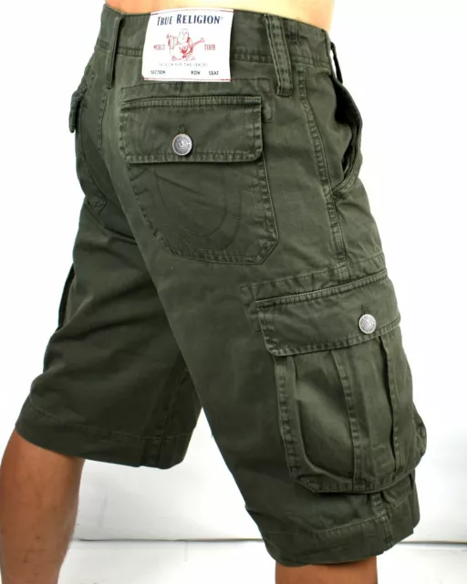 True Religion Men's Militant Green Utility Cargo Shorts - 104821 3