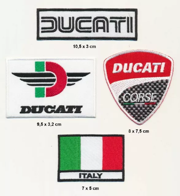 DUCATI Aufnäher Aufbügler Patch 4 Stück Motorrad Racing Moto GP Italy