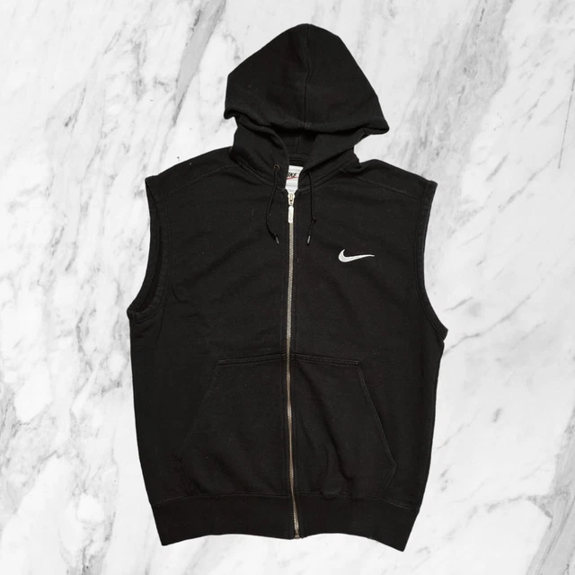 NIKE VINTAGE ANNI 90 Felpa Cappuccio Zip Uomo Gilet Smanicato Nera