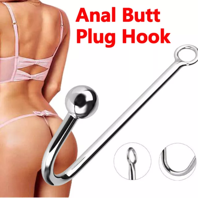 Stainless Steel-Anal-Butt-Plug-Hook-Metal-Anus-Dildo-G-Spot-Toys For Women-Men