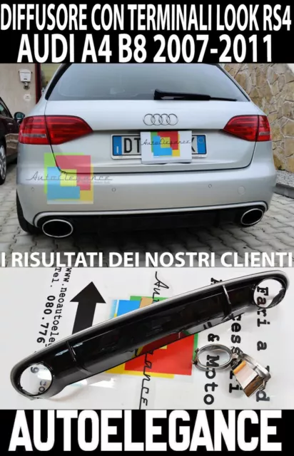 Audi A4 B8 8K 08-12 Avant Berlina Diffusore Posteriore Abs Rs4 Terminali Cromati