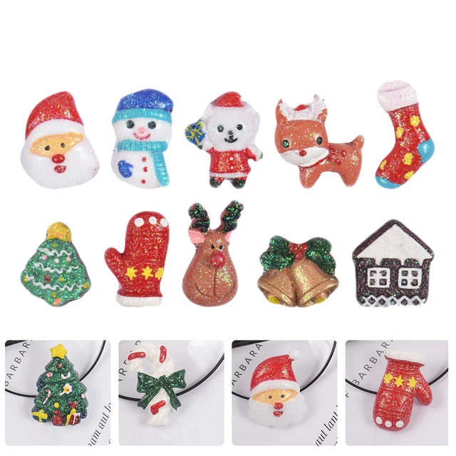 18 Pcs Giltter Resin Charms Christmas Resin Stickers Nativity Accessories Amulet