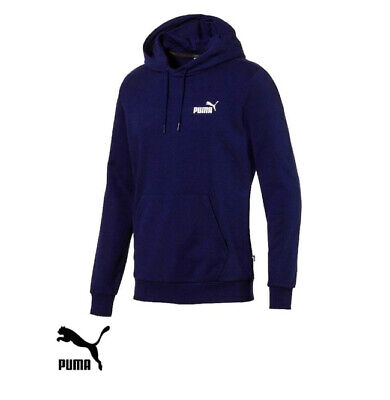 Men's Puma Logo navy Hoodie Hooded Sweatshirt Sports Hoody Jumper Pullover Top .