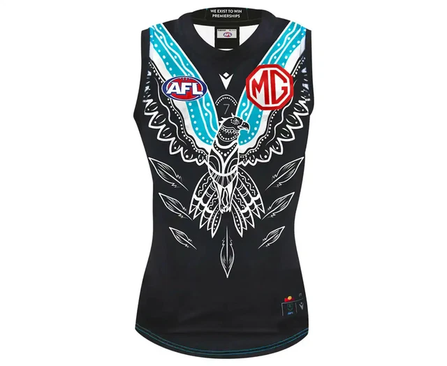PORT ADELAIDE AFL 2023 Macron Indigenous Guernsey Sizes S-3XL! £89.32