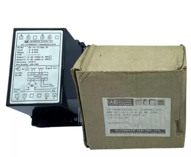 Automatic Electric AC Actuel Transducteur 0-5 Aac PD1-AMP AC-1A-0.5A-4-20MA