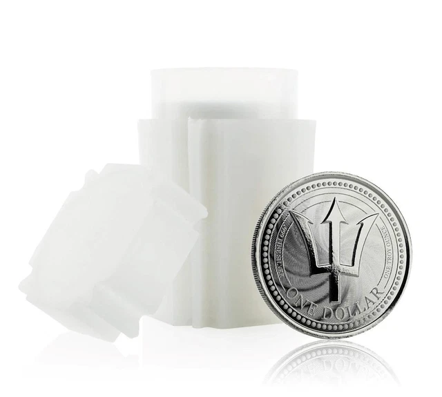 20 x 2019 1 oz Barbados Trident .999 Silver Coins BU Proof-like (In Tube) #A541