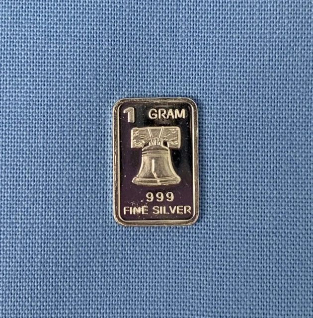 🔔 Pure Silver Proof (.999) Fine Gem Bu Bullion 1 Gram Bar - Liberty Bell 🔔