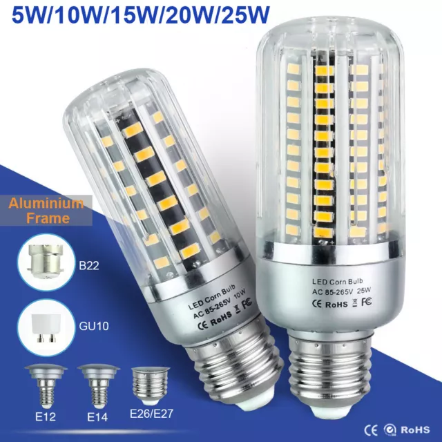 25/20/15/10/5W LED Light Bulbs E27 E14 E12 B22 GU10 SMD5736 Corn Bulb Lamp 4Pack