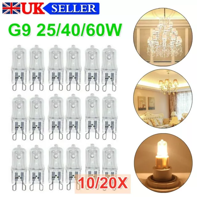 10/20X G9 Halogen Bulbs 25W/40W/60W Warm White Filament Lamp Replace LED Bulb UK